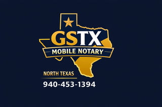 GSTX Mobile Notary logo for North Texas with phone number 940-453-1394